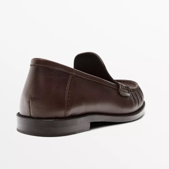 Massimo Dutti Gathered Leather Loafers NWB Size 7 1/2